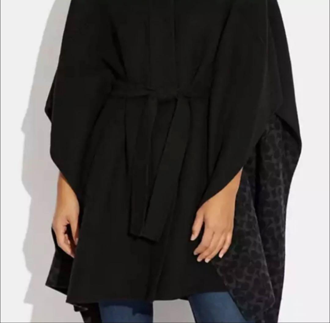 COACH ベルト付きポンチョ 黒