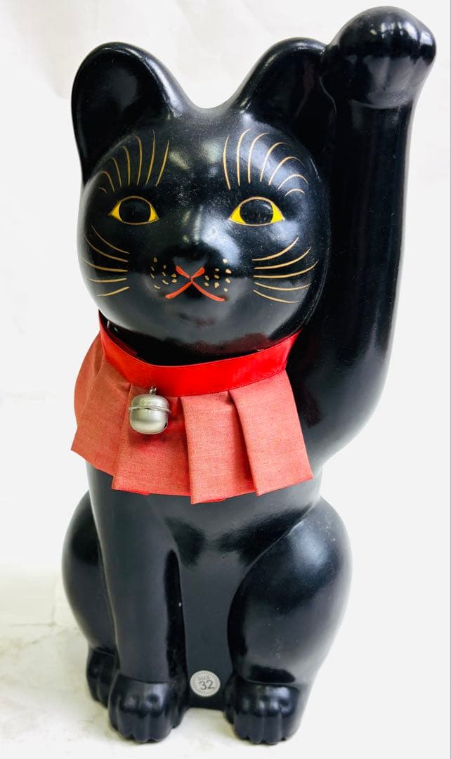 招き猫　30㌢　伏見稲荷購入　千客万来　黒左手　大福運　一尺　神社　商売　神様