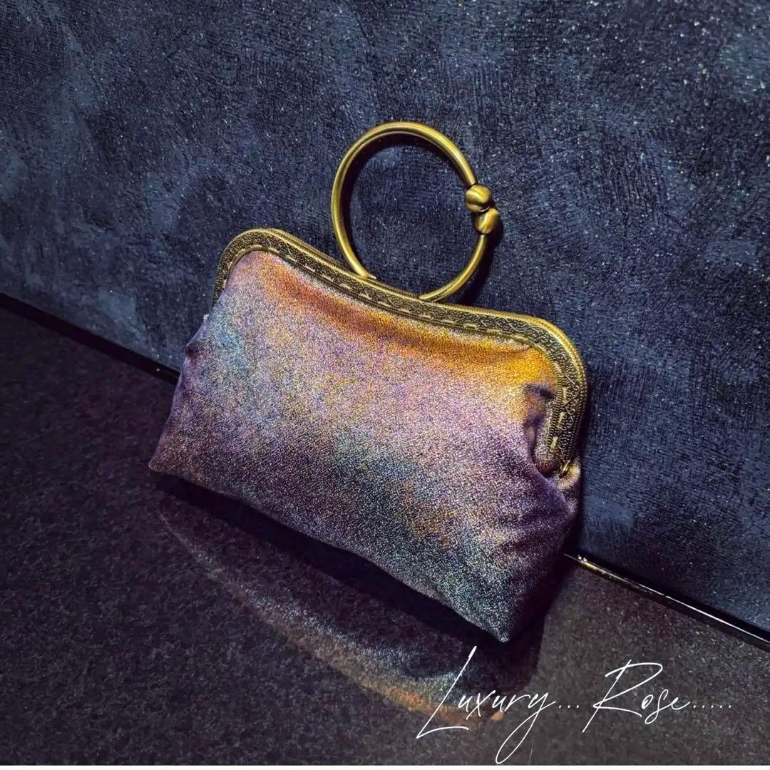 真夜中の神秘的な星屑のグラデーション♡ブライト希少上質箔加工高級帯バッグ