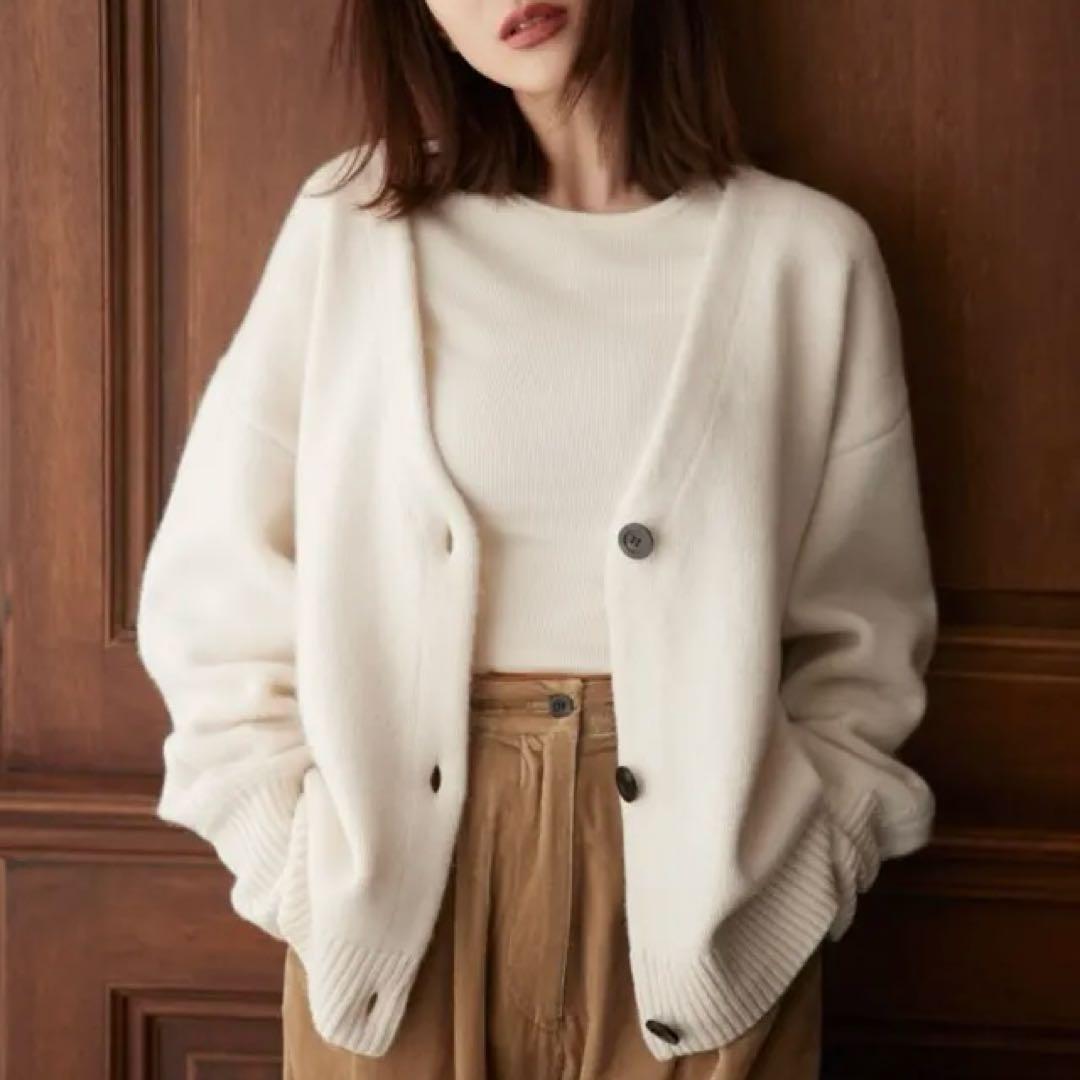 CLANE × 田中みな実 コラボ Vネック ニット カーディガン ホワイト