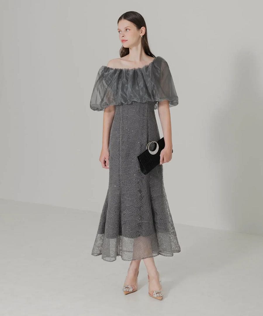 や*み様 LEJA 2WAYオフショルダーパフスリーブマーメイドワンピースドレス