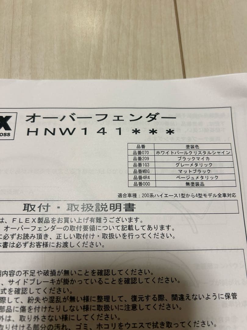 【新品•未使用】FLEX フレックス　オーバーフェンダー　マットブラック塗装