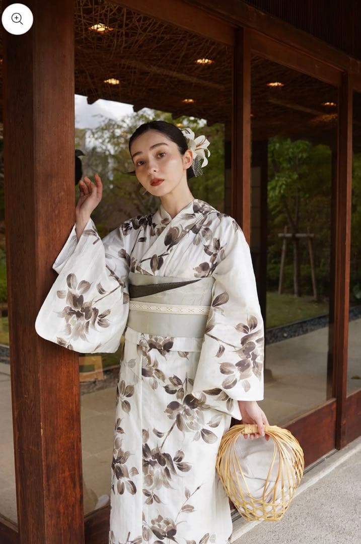 utatane×Acka.山茶花 white（lame）浴衣3set