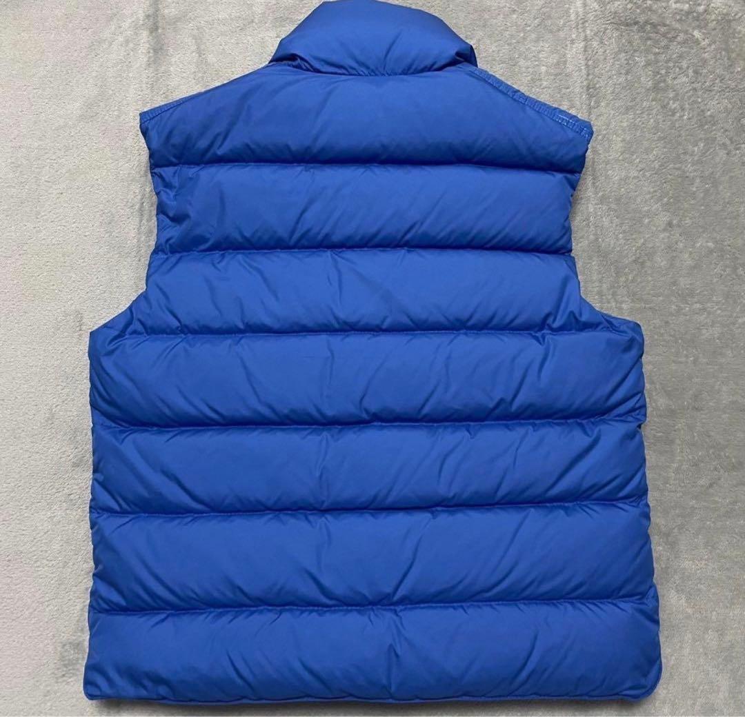 S相当★モンクレー Monclerダウンベスト ジレ 切替 ロゴ ワッペン 青