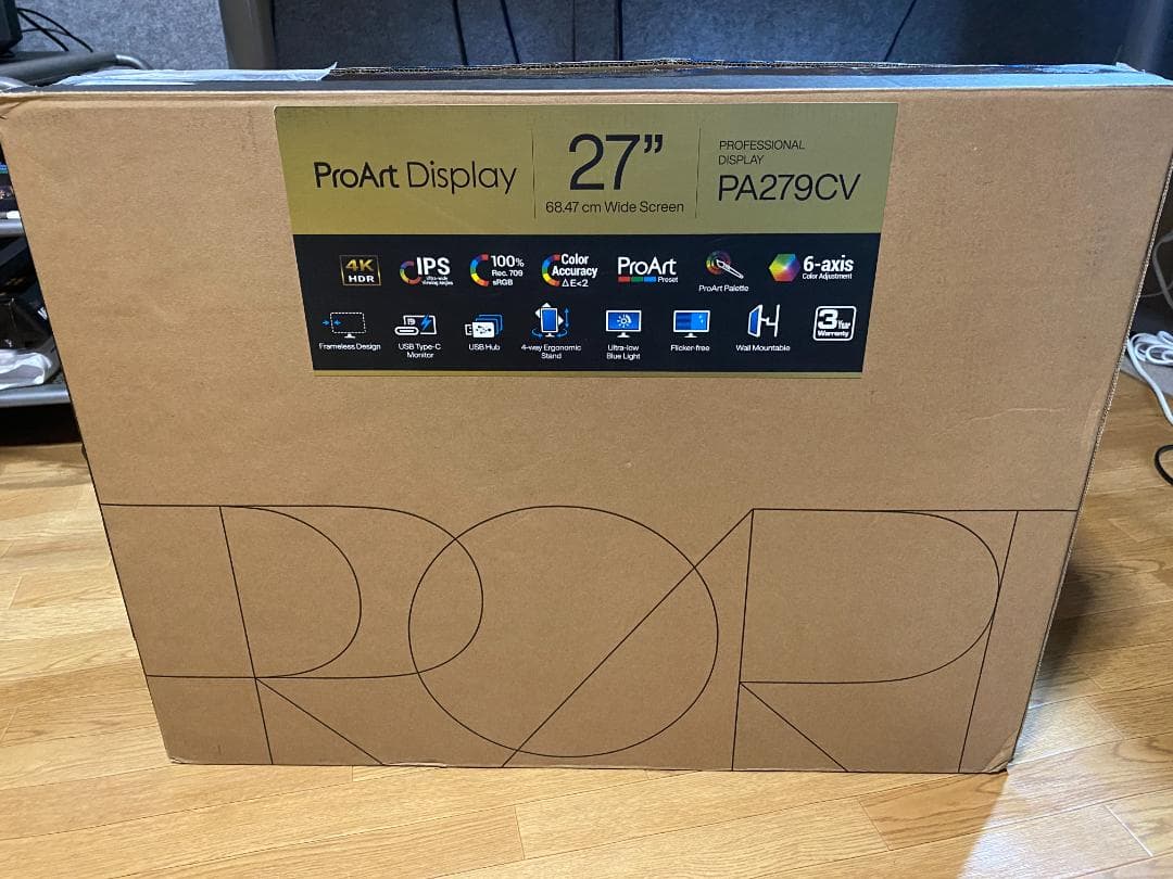 ASUS 27型ワイドIPSパネル搭載液晶4KモニターPA279CV-R