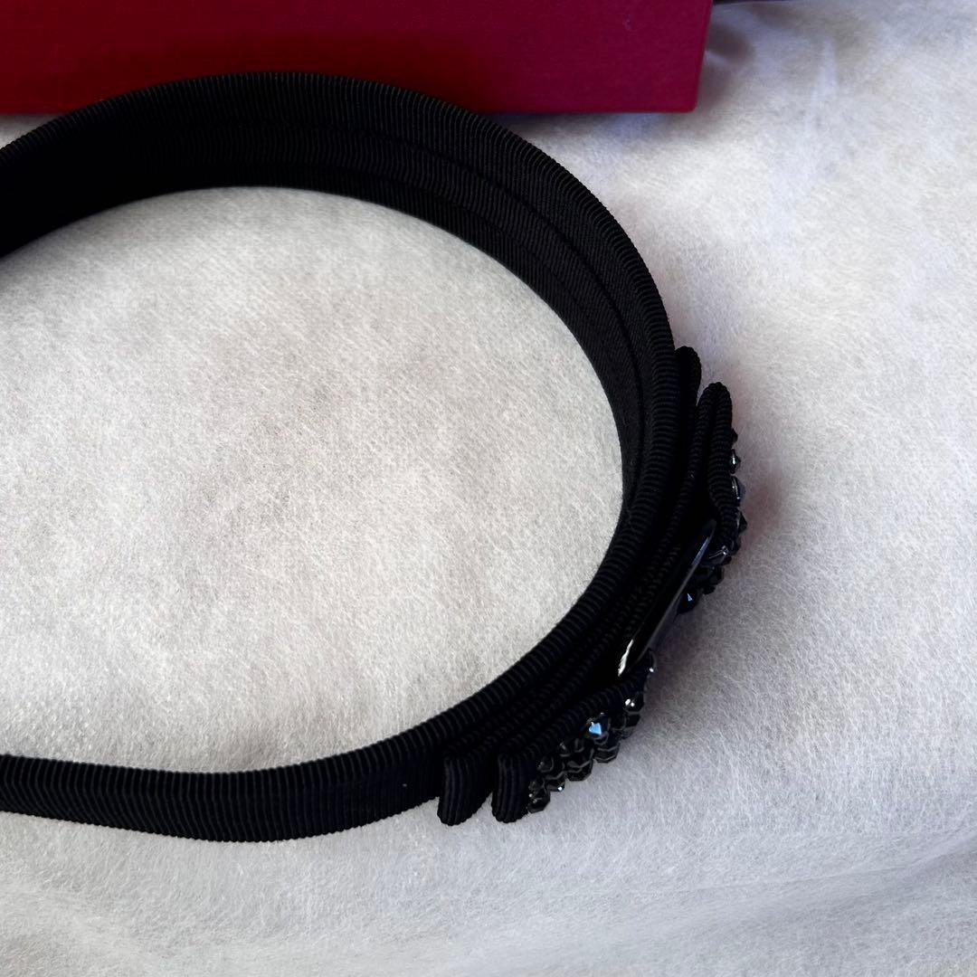 早いもの勝ち！箱付☆フェラガモ ブラック ビジュー ラインストーン カチューシャ