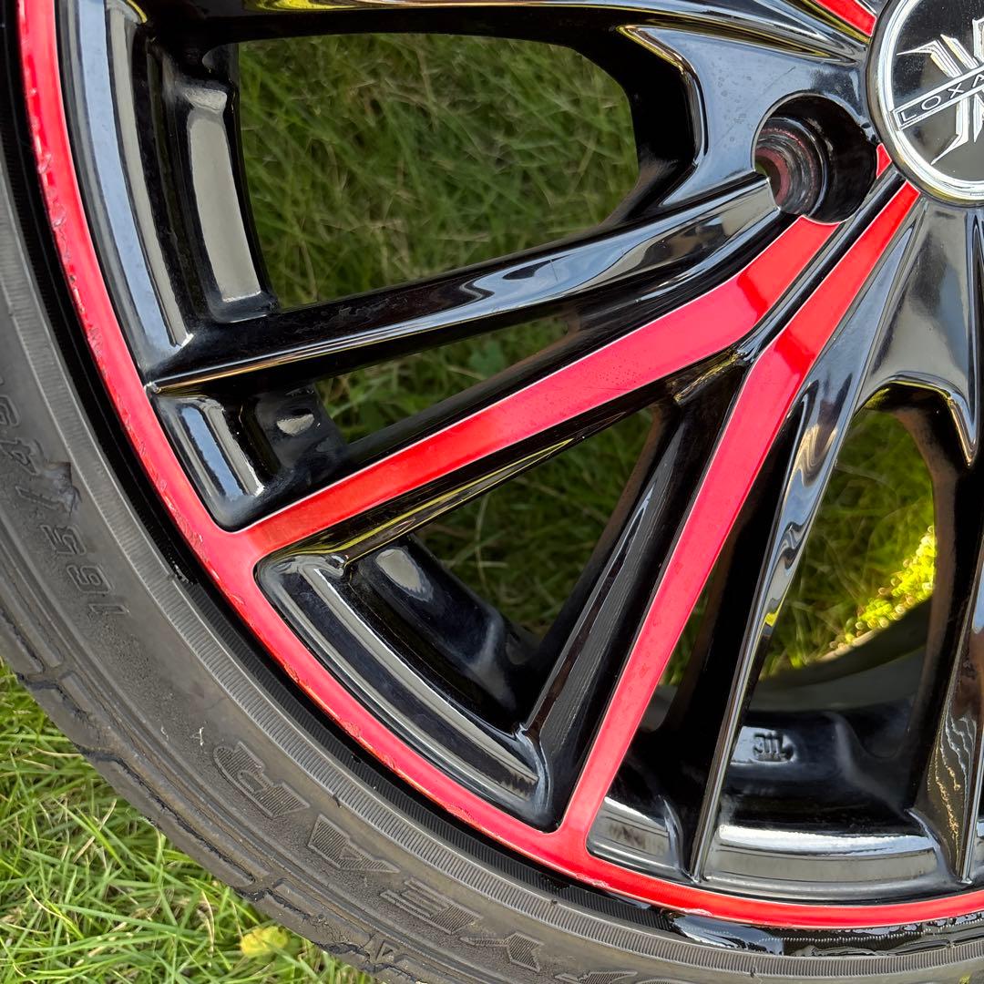 タイヤ　ホイール　ロクサーニ　マグナス　レッド　16インチ　100 4穴　+48