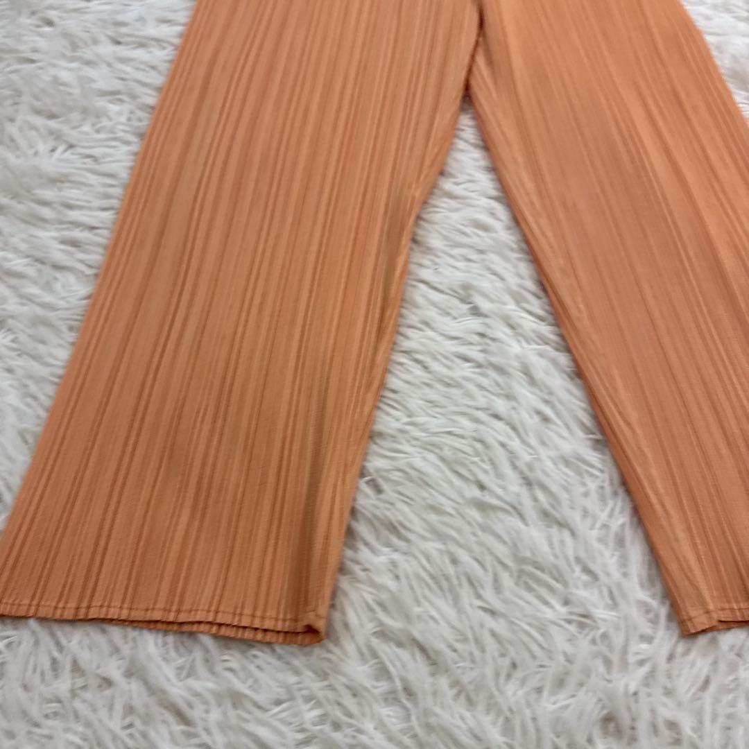 【美品】プリーツプリーズ パンツ プリーツ オレンジ　3