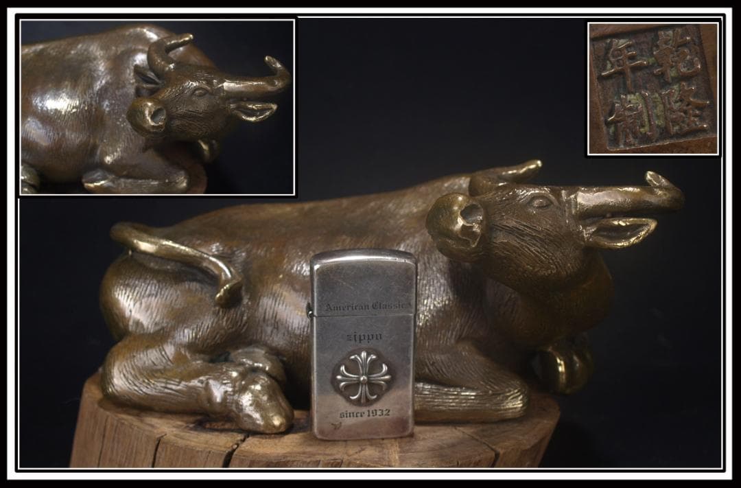 中国清時代銅製金龍魚の置物　激安骨董品　風水財運UP AK908A3-4