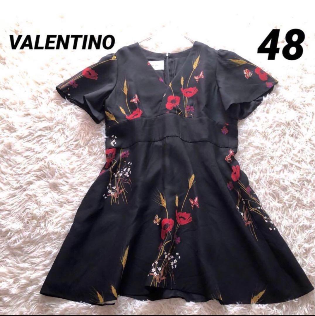 希少サイズ✨ヴァレンティノ【48】シルク混ミニドレス和柄ワンピース定価12.8万