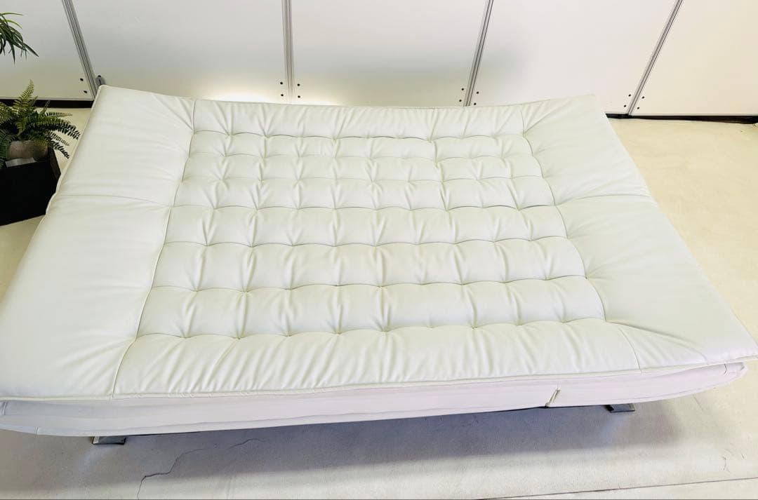 ホワイト ソファベッド リクライニング機能付き 約169cm