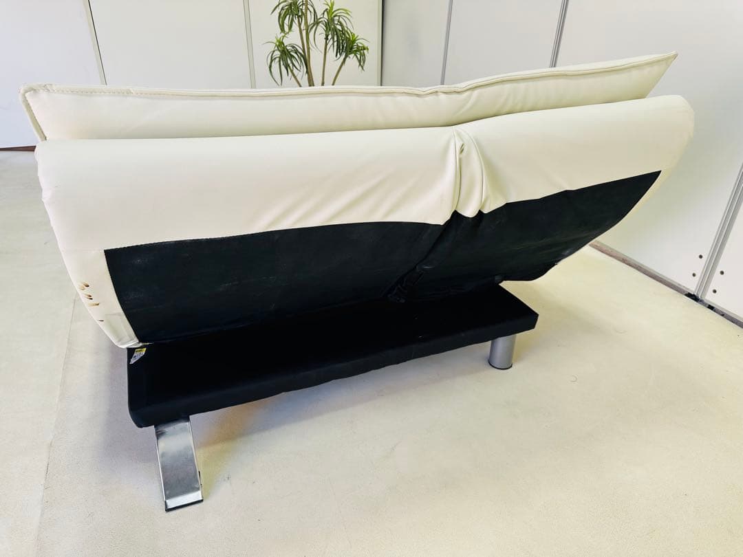 ホワイト ソファベッド リクライニング機能付き 約169cm