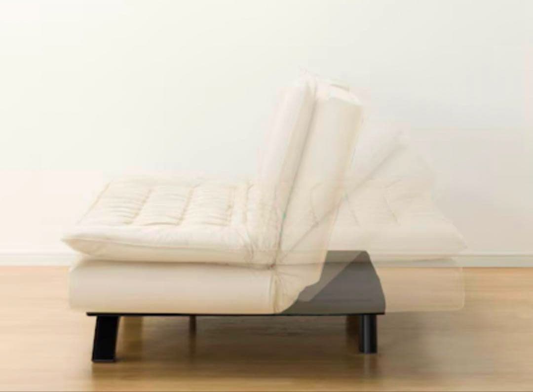 ホワイト ソファベッド リクライニング機能付き 約169cm