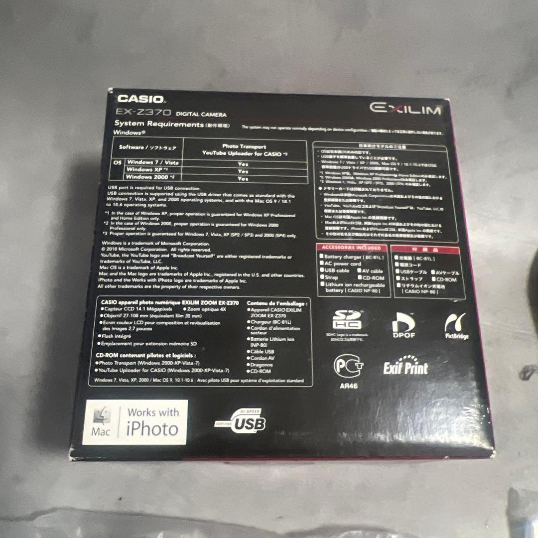 【未使用級 】CASIO エクシリム EX-Z370 黒ブラック 純正充電器