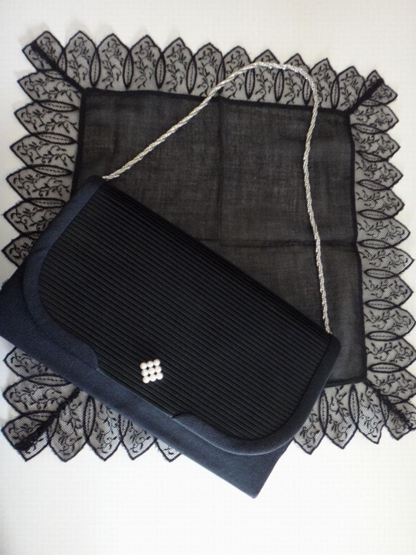 ★MIKIMOTO ミキモト パールフォーマル チェーンクラッチバッグ 黒★