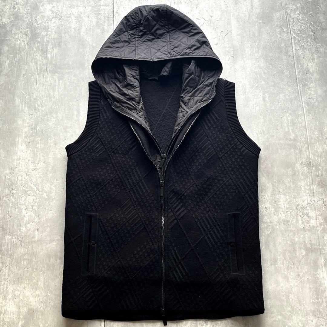 emporio armani フード付きキルティング　ニットダウンベスト y2k