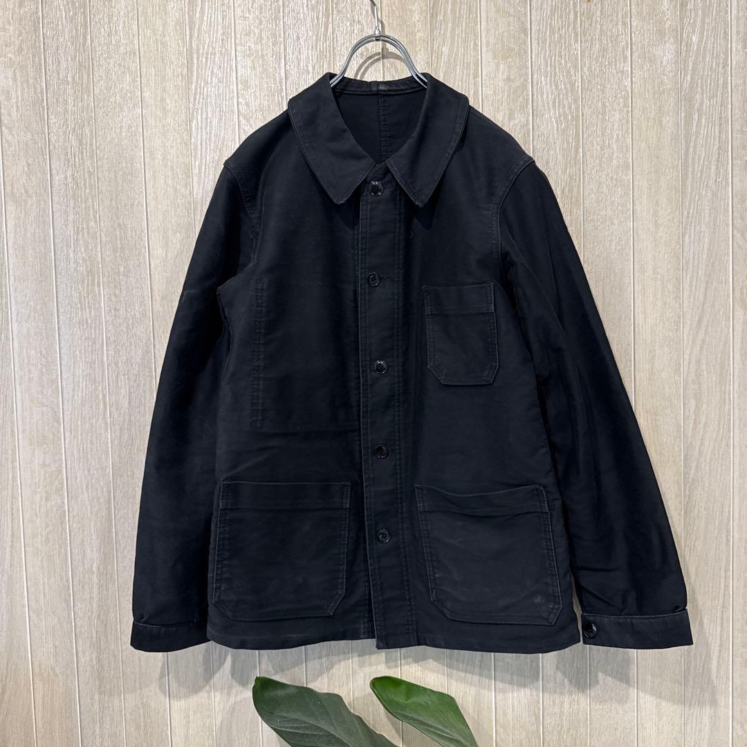 【最終価格】50s フレンチワーク　ブラックモールスキンジャケット　Sサイズ相当