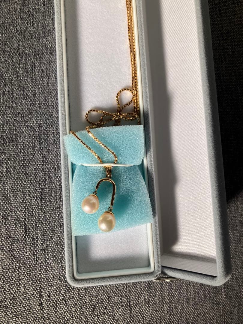 新品未使用 真珠ネックレス 白 7mm二粒 ケース外箱付き 冠婚葬祭 フォーマル