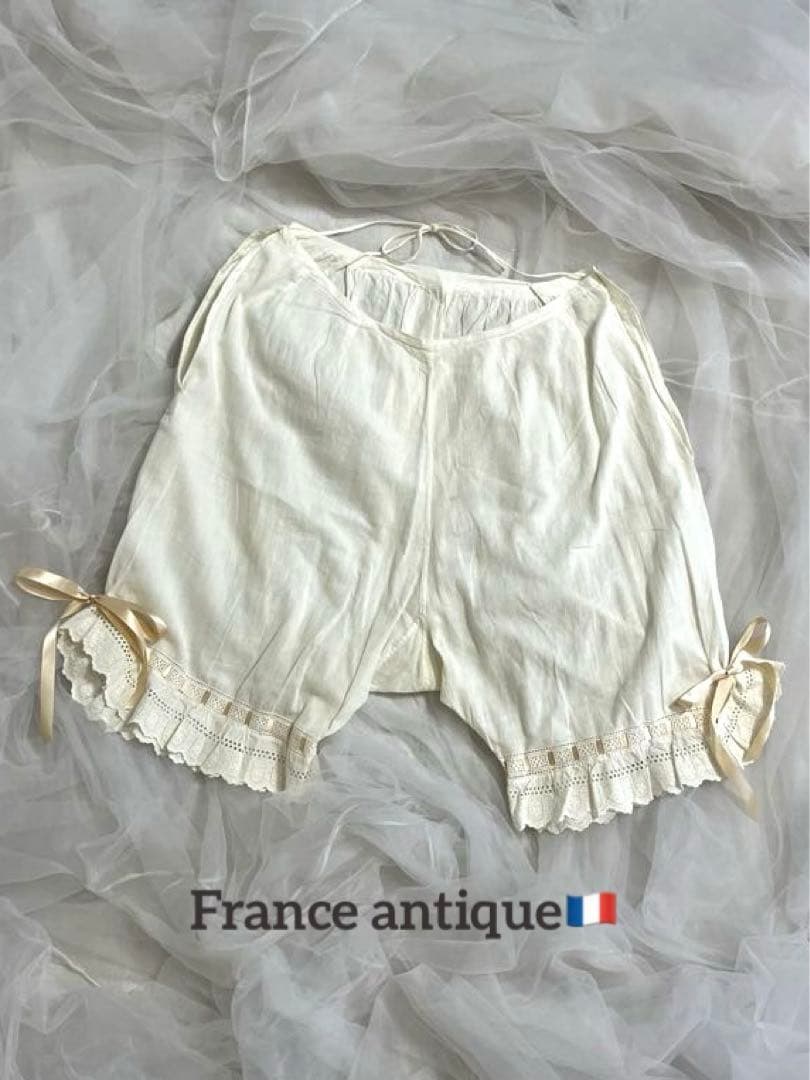フランスアンティーク コットン ドロワーズ レース