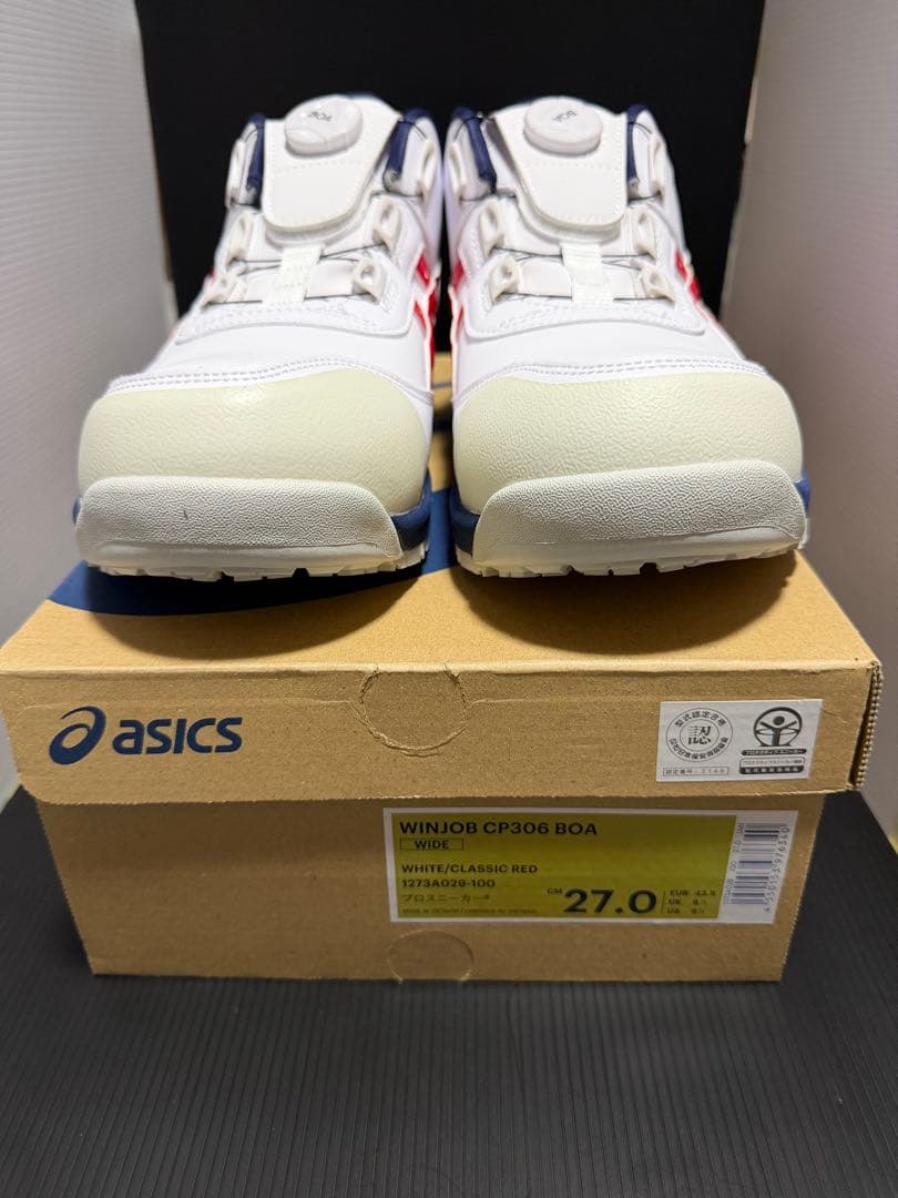 cp306 boa ホワイト/クラシックレッド 27 アシックス ウィンジョブ