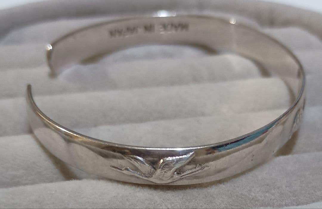 M-ion 純銀 鶴と亀 寿バングル