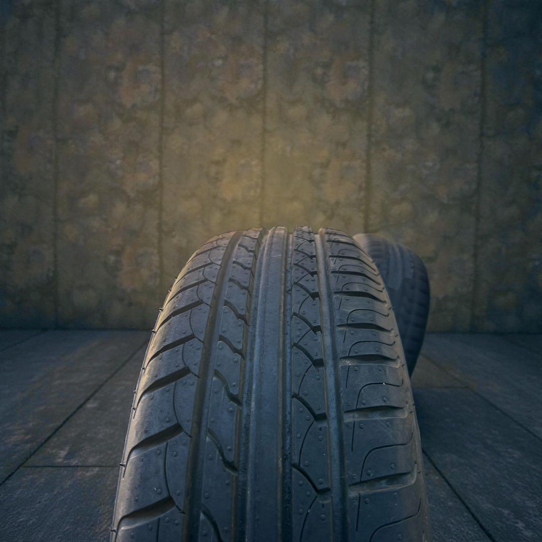 【9分山】155/65R14 ブラックスチールホイールセット