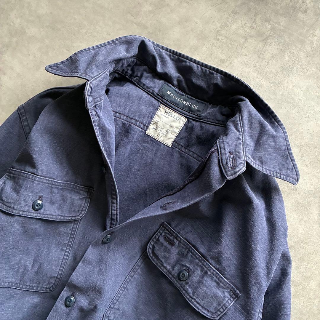 人気 マディソンブルー イエナ別注 ハンプトン バックサテンシャツ ネイビー