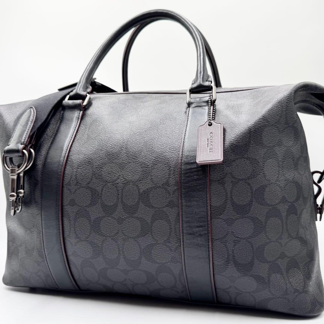 極美品✨コーチ ボストンバッグ トレッカー 2way シグネチャー レザー 黒