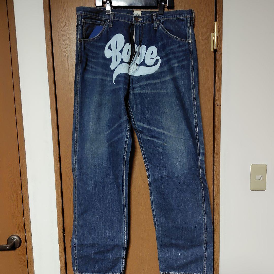 アベイシングエイプフロントBape ロゴ ストレートデニム インディゴブルー