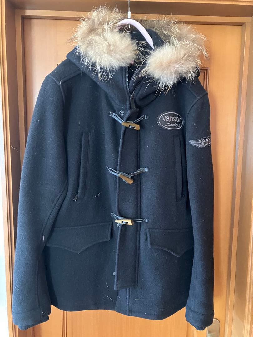 vanson ファー付きダッフルコート 黒
