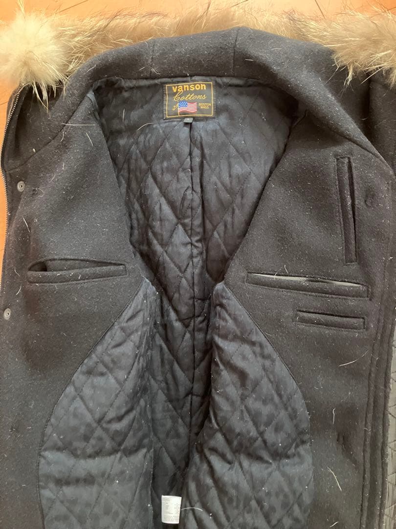 vanson ファー付きダッフルコート 黒