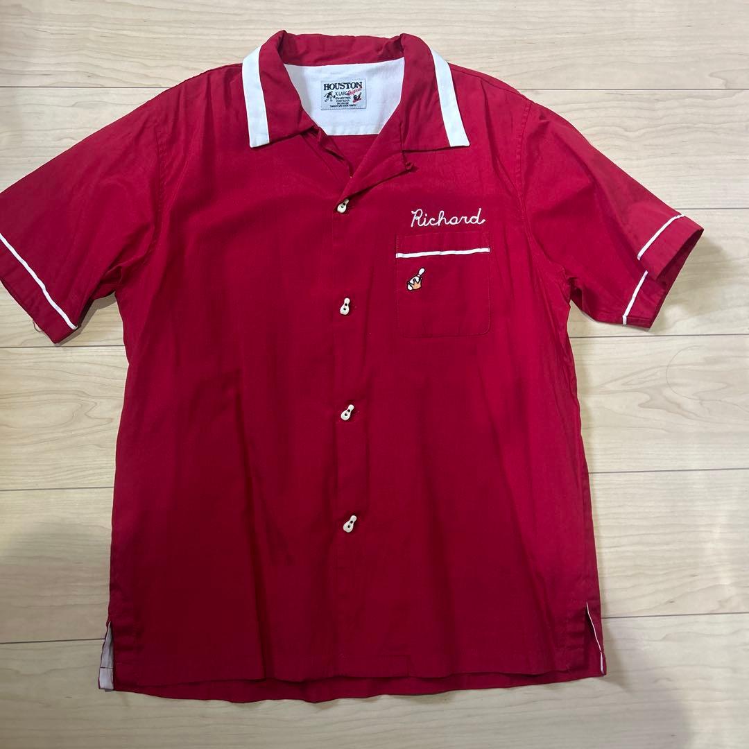 HOUSTON ヒューストン ボウリングシャツ レッド　XL