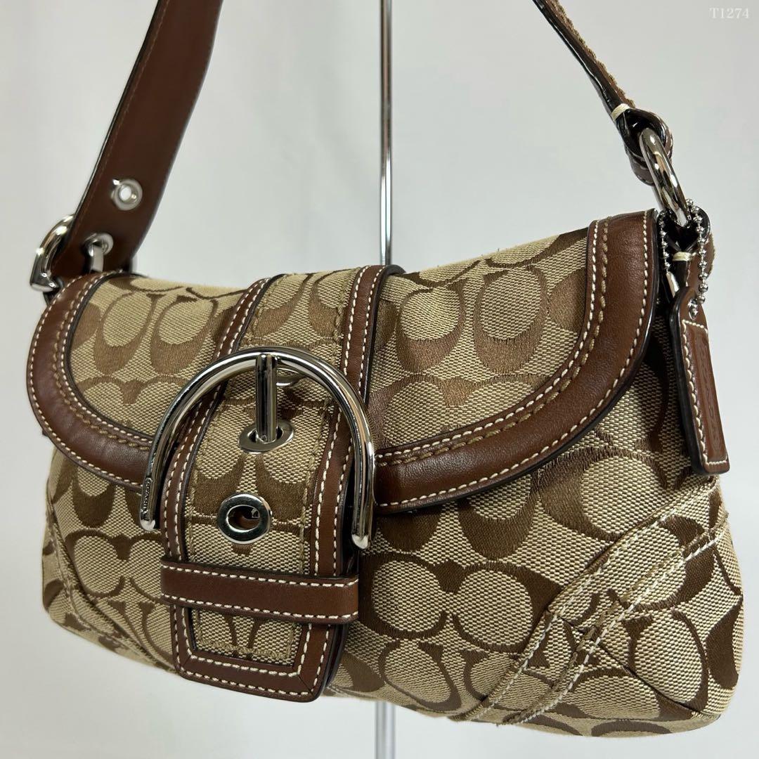 【極美品】コーチ 10296 ソーホー シグネチャー ワンハンドバッグ 肩掛け