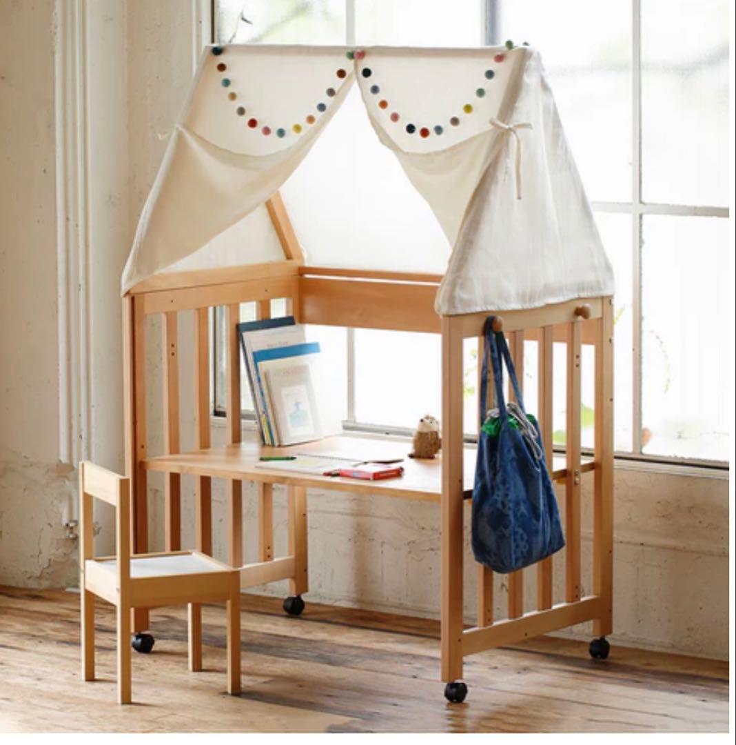 ディモア　プレイハウス付き　5wayミニベッド&デスク/ ベビーベッド 日本製