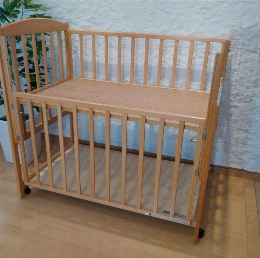 KATOJI　ハイタイプ　ベビーベッド　ツーオープン　ナチュラル