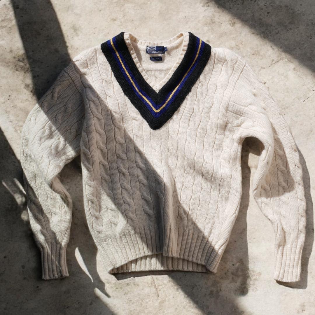 美品 ポロラルフローレン チルデンニット 90s ケーブル 肉厚 ロング