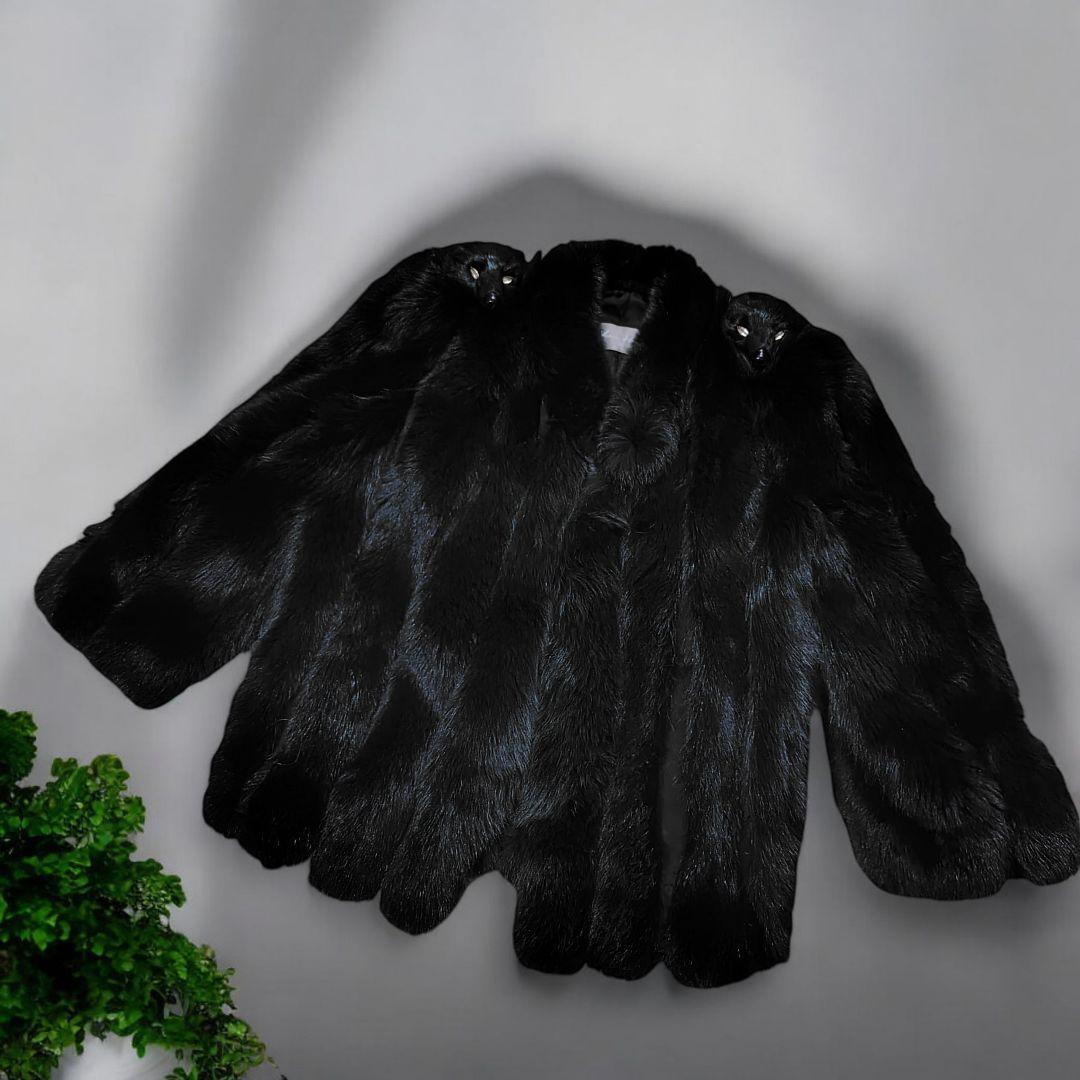 yukiko hanai フォックスファーコート 動物の顔付き　濃青