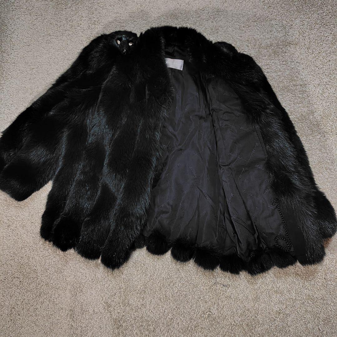 yukiko hanai フォックスファーコート 動物の顔付き　濃青