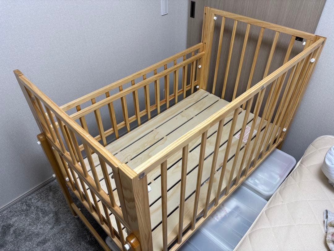 トールWオープンベビーベッド レギュラーサイズ　ベビーベッド 大和屋　ナチュラル