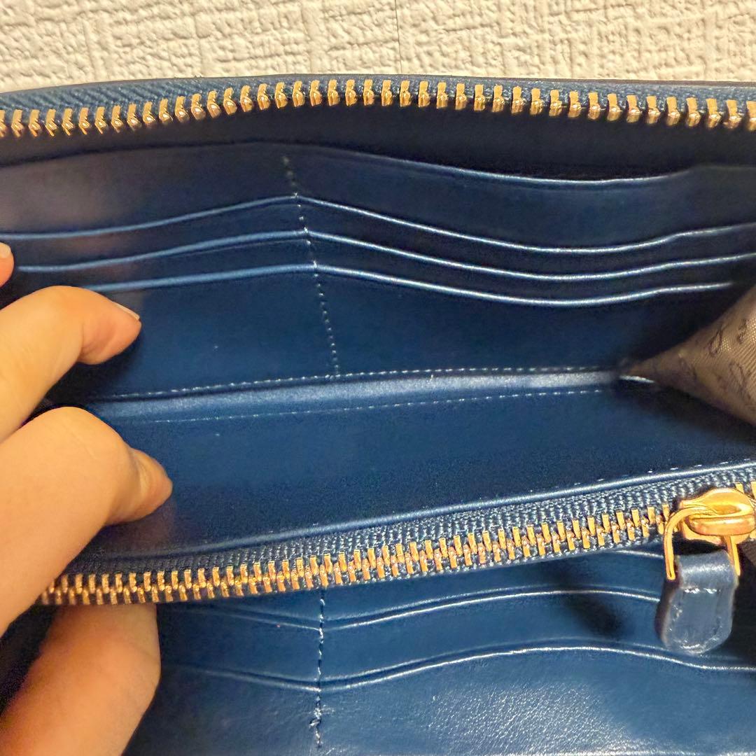 新品未使用　Anya Hindmarch 長財布 ネイビー 個性派虎デザイン