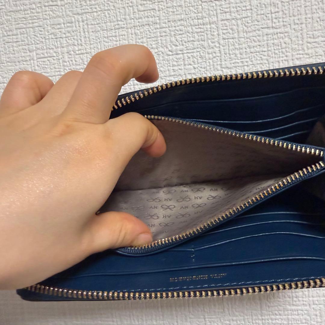 新品未使用　Anya Hindmarch 長財布 ネイビー 個性派虎デザイン