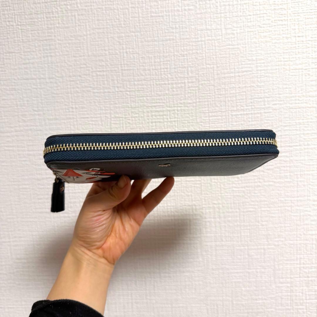 新品未使用　Anya Hindmarch 長財布 ネイビー 個性派虎デザイン