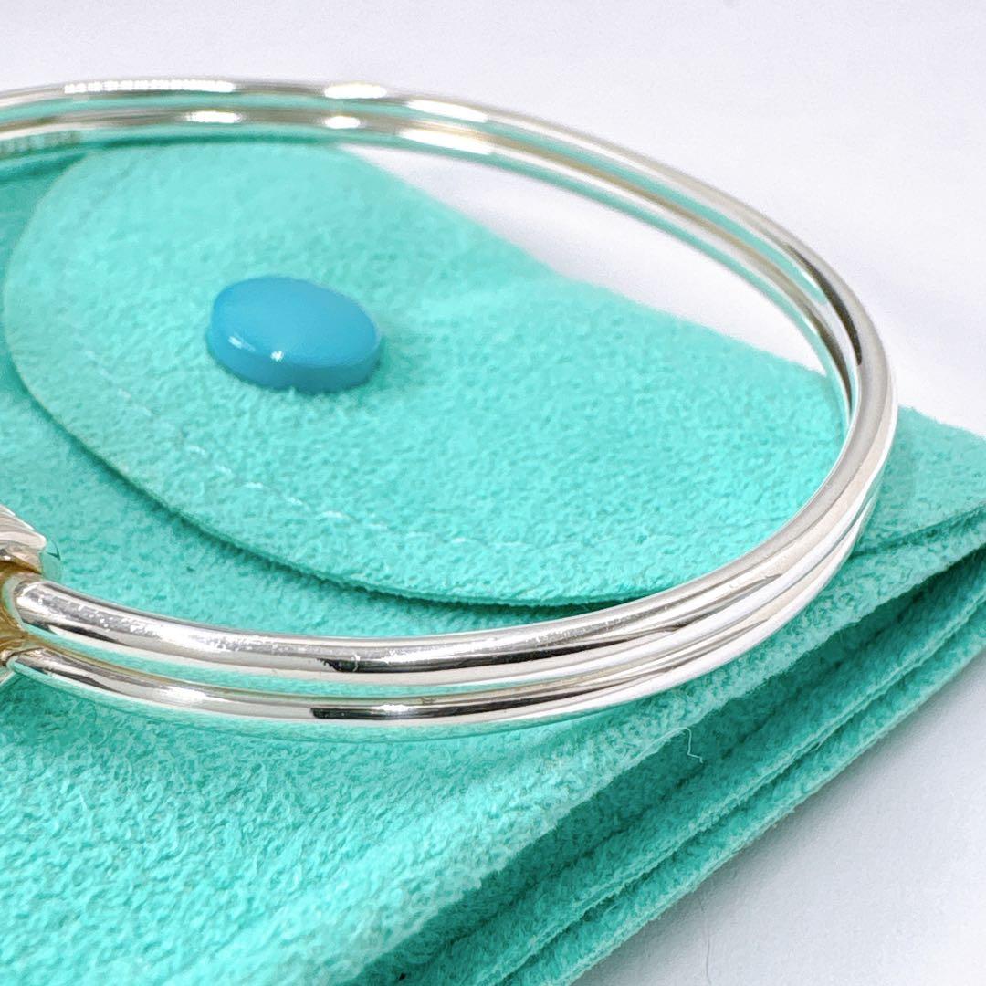 極美品 オールドティファニー ダブルアイ コンビ バングル シルバー k18