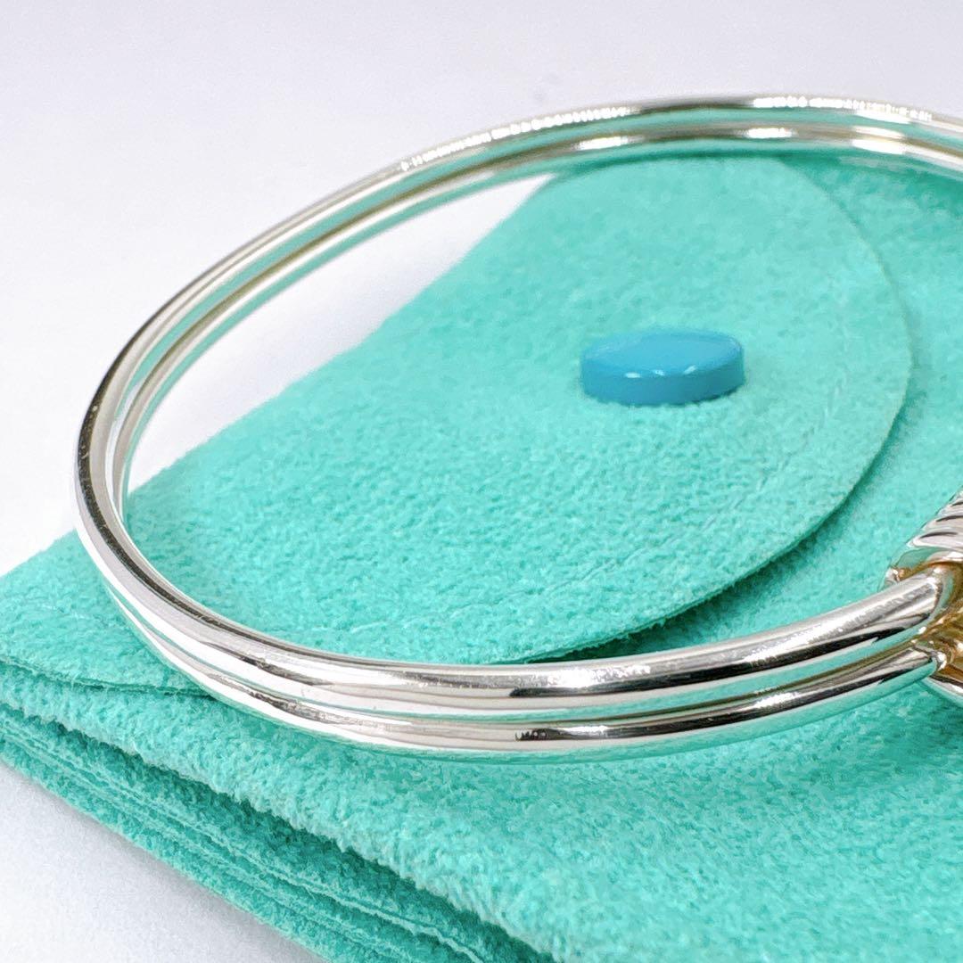 極美品 オールドティファニー ダブルアイ コンビ バングル シルバー k18