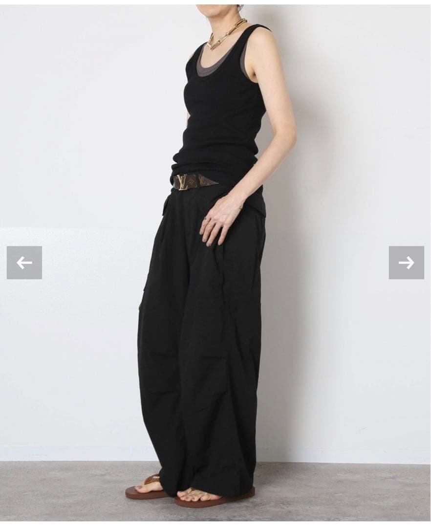 【HERILL/ヘリル】COTTON ワーク パンツ/ブラック/36