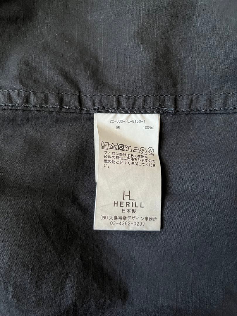 【HERILL/ヘリル】COTTON ワーク パンツ/ブラック/36