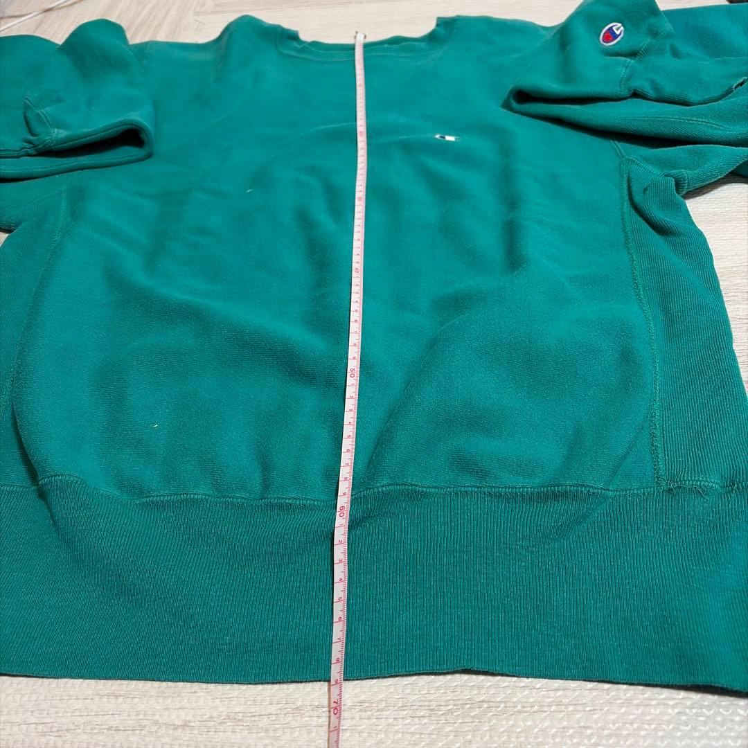 米国製リバースウィーブChampion ターコイズ クルーネック スウェット