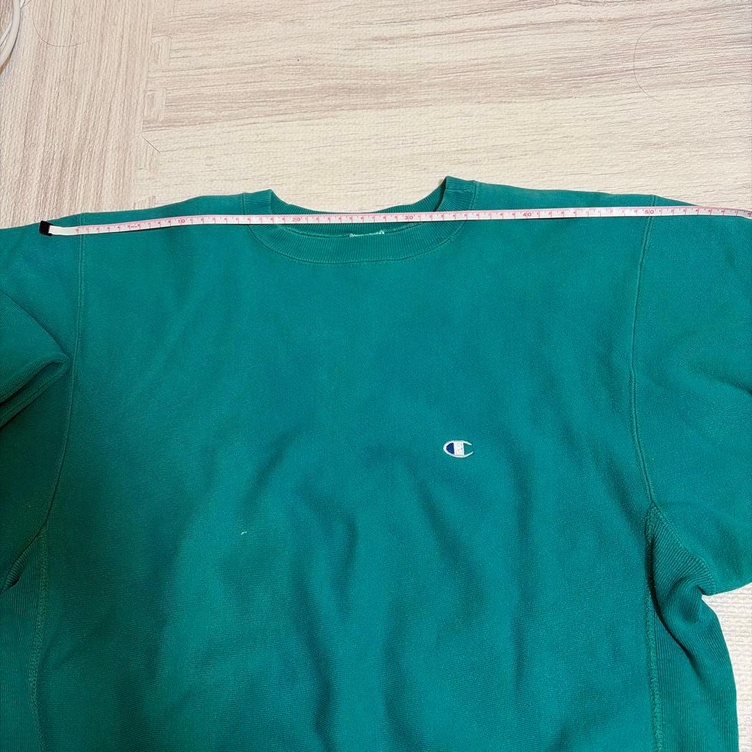 米国製リバースウィーブChampion ターコイズ クルーネック スウェット