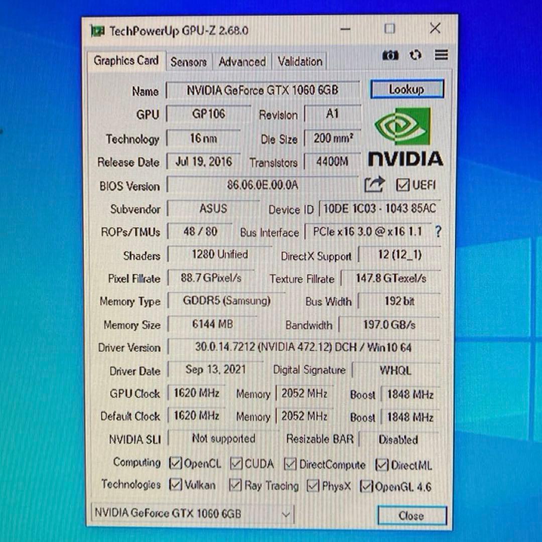 中古 ASUS ROG STRIX-GTX1060-O6G-GAMING