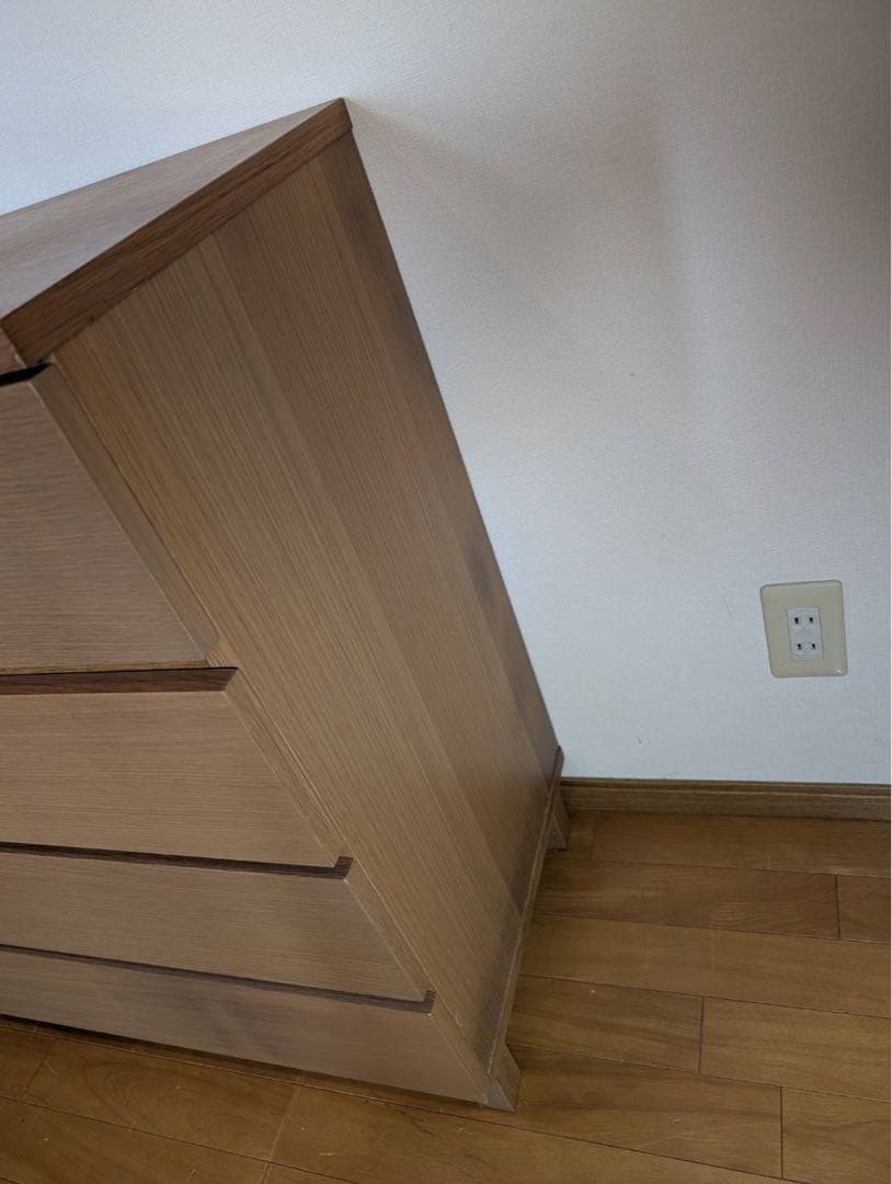 ■送料込■無印 木製チェスト オーク材 4段ワイド 衣類収納 廃盤 タンス 棚